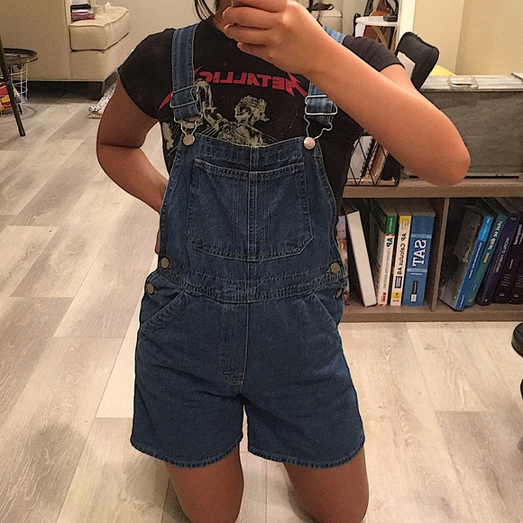 Denim - Dark-wash shortalls